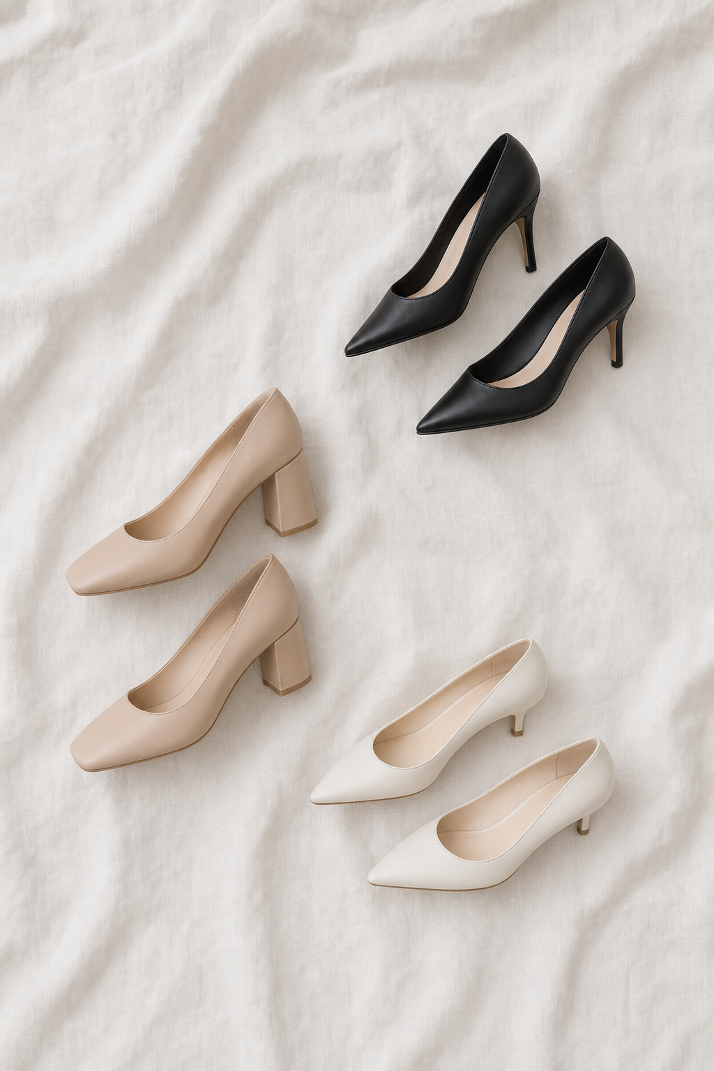 Collection of Scandinavian heels on linen